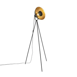 Stoječa svetilka črna z zlatim 154,4 cm trinožnikom - Magnax Eco