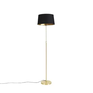 Stoječa svetilka zlata / medenina s nastavljivim črnim senčilom 45 cm - Parte