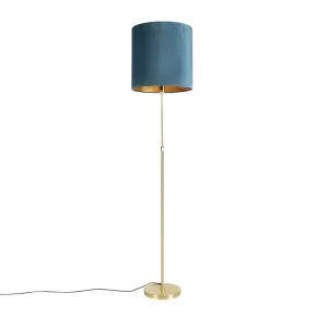 Stoječa svetilka zlata / medenina z velur odtenkom modra 40/40 cm - Parte