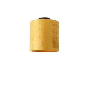 Stropna svetilka mat črna žametna senca zlata 25 cm - Combi