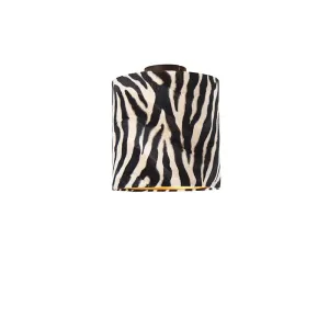 Stropna svetilka mat črno žametno senčilo z zebrastim dizajnom 25 cm - Combi