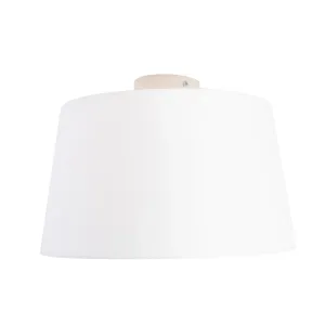 Stropna svetilka s platnenim odtenkom bela 35 cm - kombinirana bela