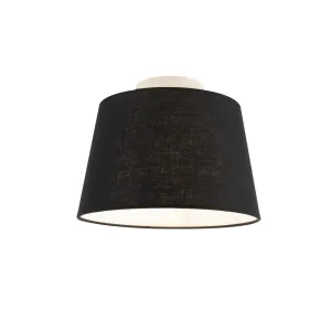 Stropna svetilka s platnenim odtenkom črna 25 cm - kombinirano bela