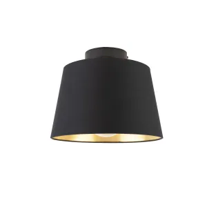Stropna svetilka z bombažnim odtenkom črna z zlatom 25 cm - kombinirana črna
