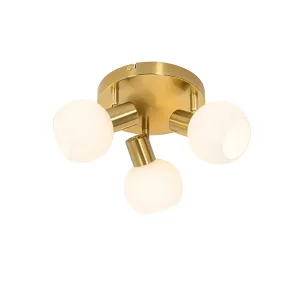 Stropni reflektor v zlati barvi z opalnim steklom, 3 luči nastavljiv - Anouk