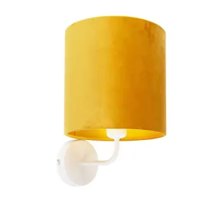 Vintage stenska svetilka bela z rumenim žametnim odtenkom - Matt