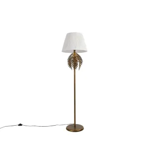 Vintage talna svetilka zlata z nagubanim odtenkom bela 45 cm - Botanica