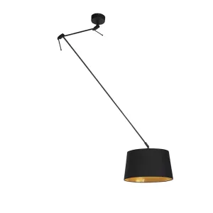 Viseča svetilka z bombažnim odtenkom črna z zlatom 35 cm - Blitz I črna