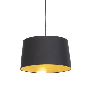 Viseča svetilka z bombažnim odtenkom črna z zlatom 50 cm - Combi