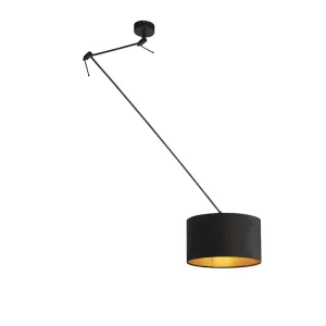 Viseča svetilka z velur odtenkom črna z zlatom 35 cm - Blitz I črna
