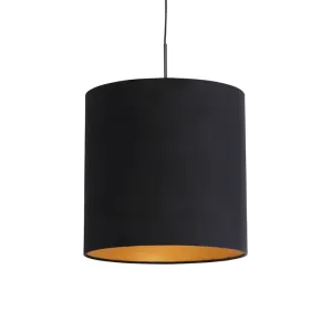 Viseča svetilka z velur odtenkom črna z zlatom 40 cm - Combi