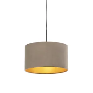 Viseča svetilka z velur senčilom v zlati barvi 35 cm - Combi