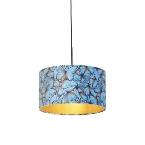 Viseča svetilka z velur senčnimi metulji z zlatom 35 cm - Combi