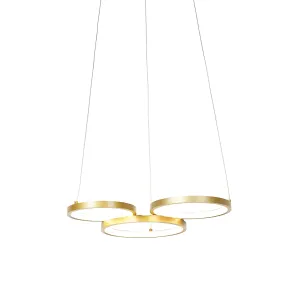 Viseča svetilka zlata z LED 3-stopenjsko zatemnjeno 3 lučjo - Rondas