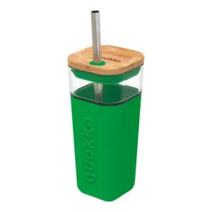 Quokka Liquid Cube skodelica s slamico 540 ml, green
