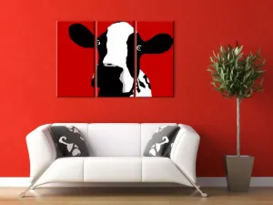 Ročno izdelana slika POP Art Cow 3-delna  (POP ART slike)
