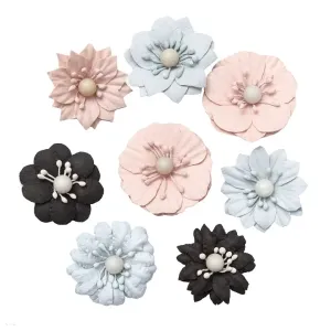 3D papirnati pastelni cvetovi / 8-delni komplet (Papirnati) #107581