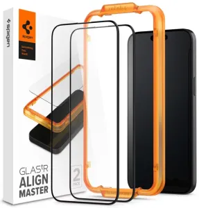 Zaščitno kaljeno steklo Spigen Glass tR AlignMaster 2 Pack, FC Black - iPhone 15 Plus (AGL06886)