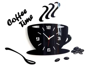 Moderne stenske ure COFFE TIME 3D BLACK NH045-black (stenske)