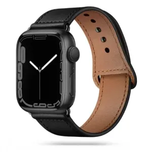 Tech-Protect Leatherfit pašček na Apple Watch 38/40/41mm, črna