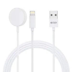TECH-PROTECT ULTRABOOST 2IN1 MAGNETIC CHARGING CABLE & LIGHTNING 150CM APPLE WATCH WHITE (9490713932780)