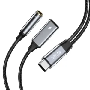 Tech-Protect Ultraboost adapter USB-C - USB-C / 3.5mm jack 60W 6A PD, črna
