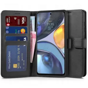 Tech-Protect Wallet knjižni usnjeni ovitek za Motorola Moto G22 / E32 / E32S, črna #144376