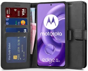 Tech-Protect Wallet knjižni usnjeni ovitek za Motorola Edge 30 Neo, črna