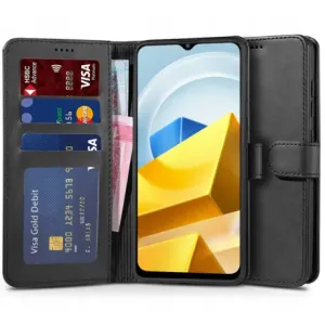 Tech-Protect Wallet knjižni usnjeni ovitek za Xiaomi Poco M5, črna #144582