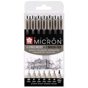 Set tehničnih pisal SAKURA Pigma Micron   brush pen / 7-delni ()