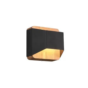 Stenska svetilka črna 12 cm z LED 3-stopenjsko zatemnitvijo - Tyko