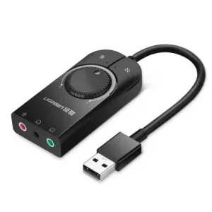 Ugreen CM129 USB zunanja zvočna kartica 15cm, črna #145340