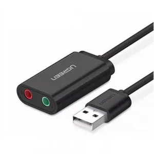 Ugreen US205 USB zunanja zvočna kartica 15cm, čierna #145293