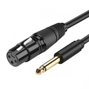 Ugreen AV131 avdio kabel XLR - 6.35mm jack M/F 2m, črna #145257