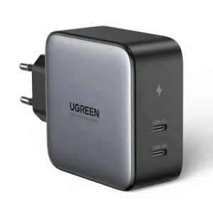 Ugreen Travel Wall polnilnik 2x USB-C PD 100W, siva