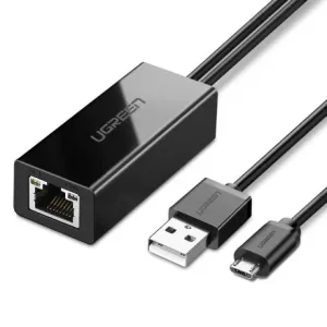 Ugreen USB zunanji omrežni adapter za Chromecast + kabel 1m, črna #145305