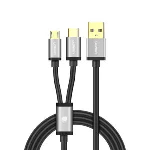 Ugreen US196 splitter kabel USB - USB-C / Micro USB 1m, črna #145492