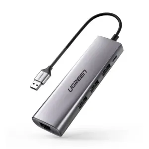 Ugreen CM266 HUB adapter 3x USB 3.0 / micro USB / RJ45, siva #145411