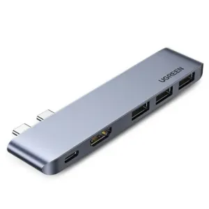 Ugreen HUB adapter za MacBook Pro / Air, 2x USB-C / 3x USB 3.0 / HDMI, siva #145404