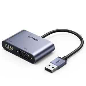 Ugreen CM449 adapter USB - HDMI 1.3 / VGA 1.2, siva #145253