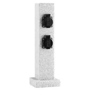 Waldbeck Granite Power Vrtna vtičnica, Steber s 4 vtičnicami, 3500 W PE videz kamna