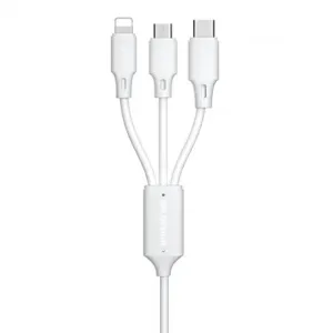 WK Design 3in1 kabel USB - Micro USB / Lightning / USB-C 2A 1.15m, belo #145776